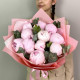 11 ароматных розовых пионов Сара Бернар с эвкалиптом. Букет 394 Kimbirly Flowers