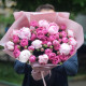 Розовые пионы Сара бернар и пионовидные кустовые розы Сильва. Букет 102 Kimbirly Flowers