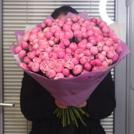 51 кустовая пионовидная роза Сильва пинк. Букет 212 Kimbirly Flowers
