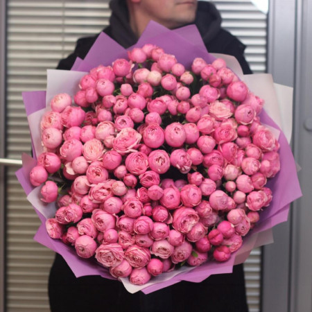 51 кустовая пионовидная роза Сильва пинк. Букет 212 Kimbirly Flowers