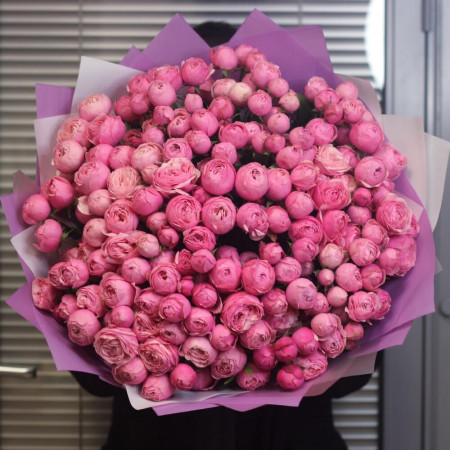 51 кустовая пионовидная роза Сильва пинк. Букет 212 Kimbirly Flowers