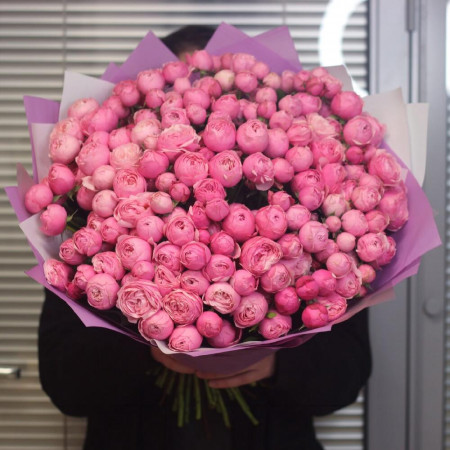 51 кустовая пионовидная роза Сильва пинк. Букет 212 Kimbirly Flowers
